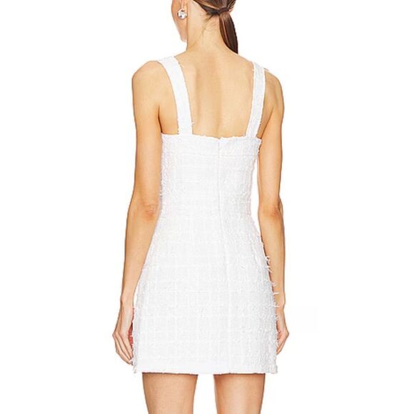 Amanda Uprichard Archie Mini Dress Kerrigan White Tweed Gold Buttons Revolve XS - Picture 2 of 11